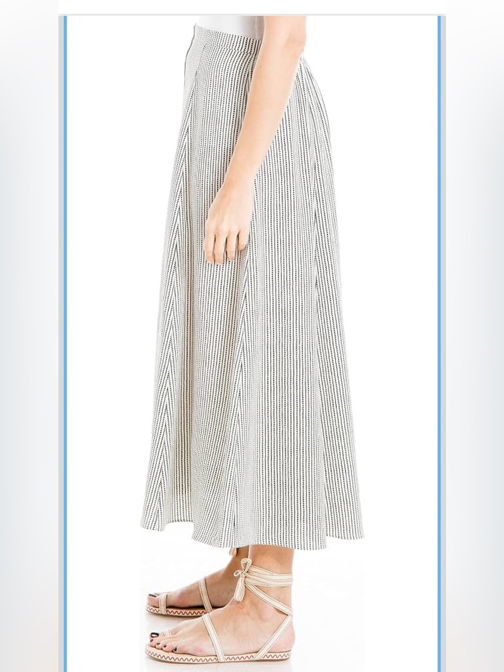 Max Studio Black and White Vertical Stripe Button-Front Midi Skirt - Picture 5 of 12